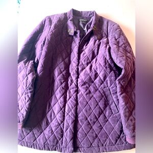 August Silk woman’s SZ L Purple Quilted silk lite weight jacket very nice